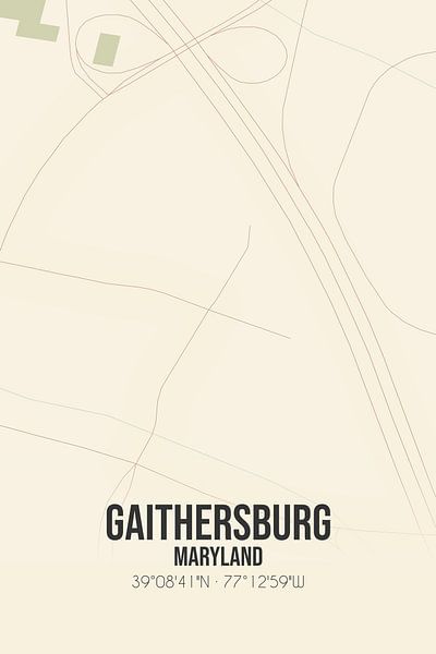 Vintage map of Gaithersburg (Maryland), USA. by Prints of Place