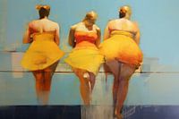 Bodypositivity, abstraktes Porträt von drei Frauen