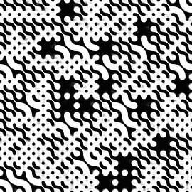Abstract wavy lines and dotted pattern in black and white