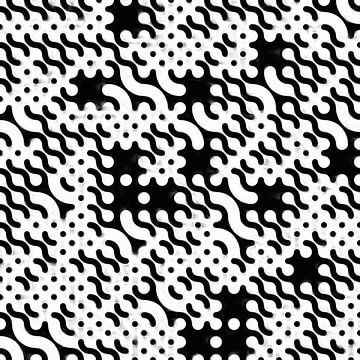 Abstrakte Wellenlinien und gepunktete Muster in Schwarz und Weiß