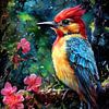 Specht vogel schilderij kleuren kunst #specht van JBJart Justyna Jaszke