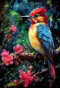 Pivert peinture oiseaux couleurs art #Pivert sur JBJart Justyna Jaszke