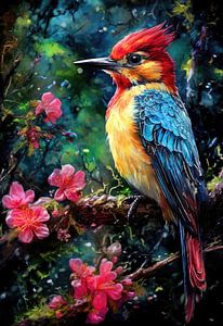 Woodpecker bird painting colors art #Woodpecker