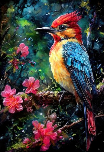 Specht vogel schilderij kleuren kunst #specht