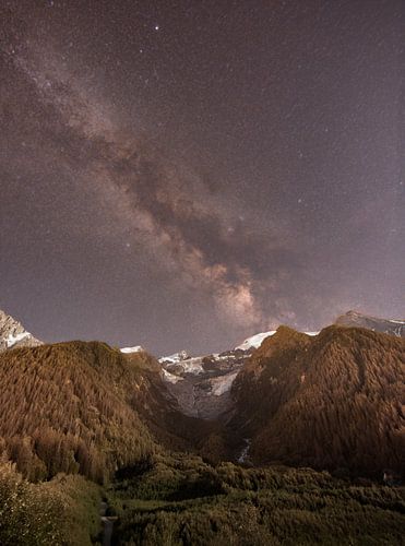 Milky way above the glacier of Mont Blanc