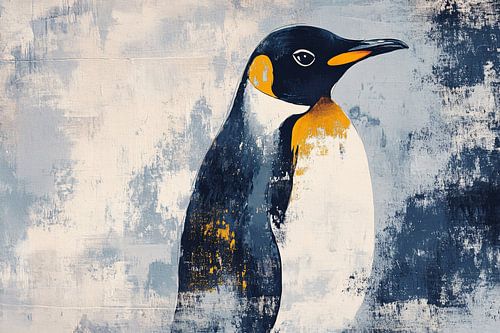 Peinture abstraite d'un pingouin avec des couleurs
