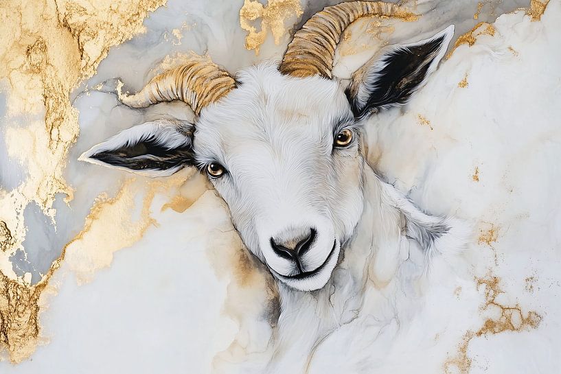 Elegant goat with gold accents by Imperial Art House