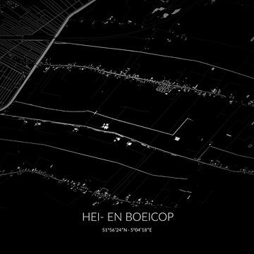 Zwart-witte landkaart van Hei- en Boeicop, Utrecht. van Rezona