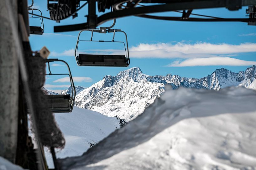 View of the Andermatt Gondola and the Swiss mountains by Leo Schindzielorz