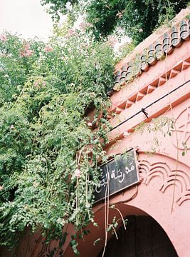 Pastel pink gate in Marrakech