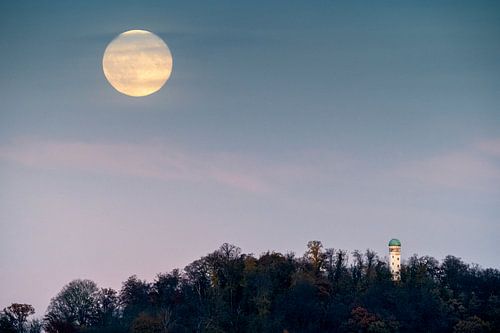 Super moon over observatory
