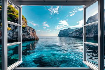 aus dem Fenster schauen und eine schöne Landschaft sehen von Egon Zitter