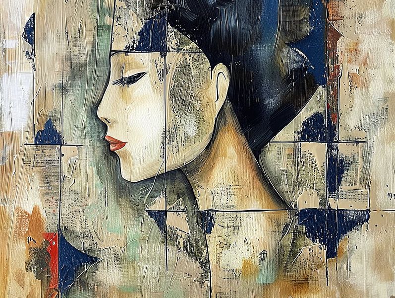 Abstrakte Frau mit Erdtönen von Kunst Laune