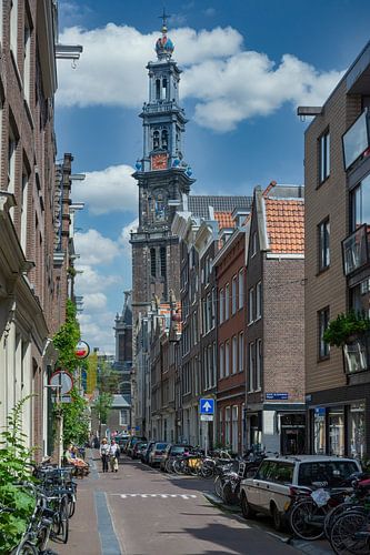 Zicht op de Westertoren in Amsterdam