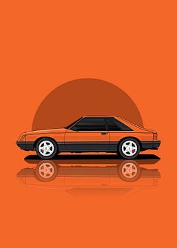 Kunst 1979 Ford Mustang Cobra oranje van D.Crativeart