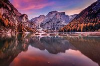 Sunset at Braies Lake