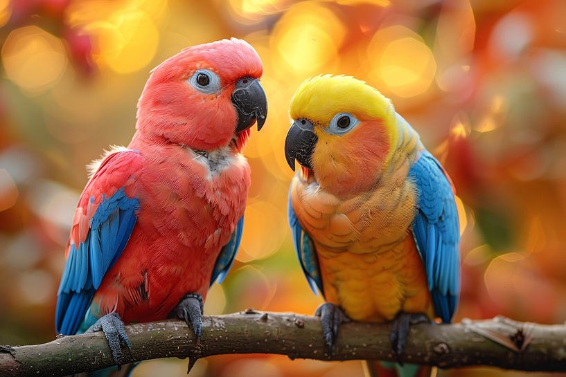Two parrots on a branch by Art & Soul Creations