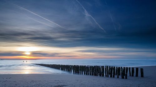 Sunset on the coast of Zoutelande Zeeland