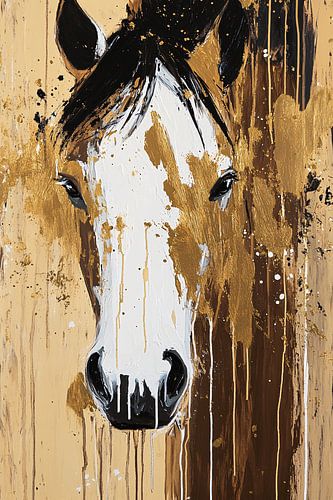 Cheval expressif aux accents dorés