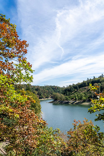 A romantic view of the Sengbach Reservoir in summer