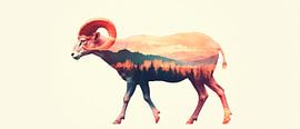 Bergschaf in Farbe von Poster Art Shop