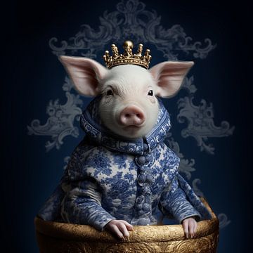 Prince Porcinet en tenue bleu de Delft sur Studio Ypie