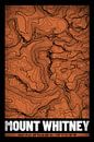 Mount Whitney | Landkarte Topografie (Grunge) von ViaMapia Miniaturansicht