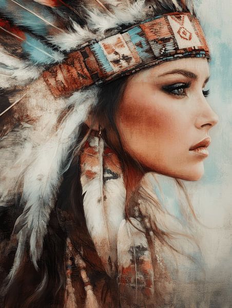 Portrait Native American by Carla Van Iersel