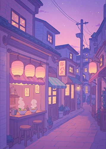 Anime Street Pastel Colors Japan Lofi