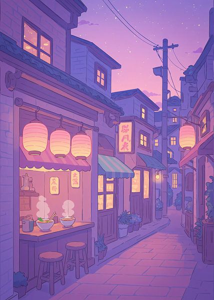 Anime Street Pastel Colors Japan Lofi par Ruzerin