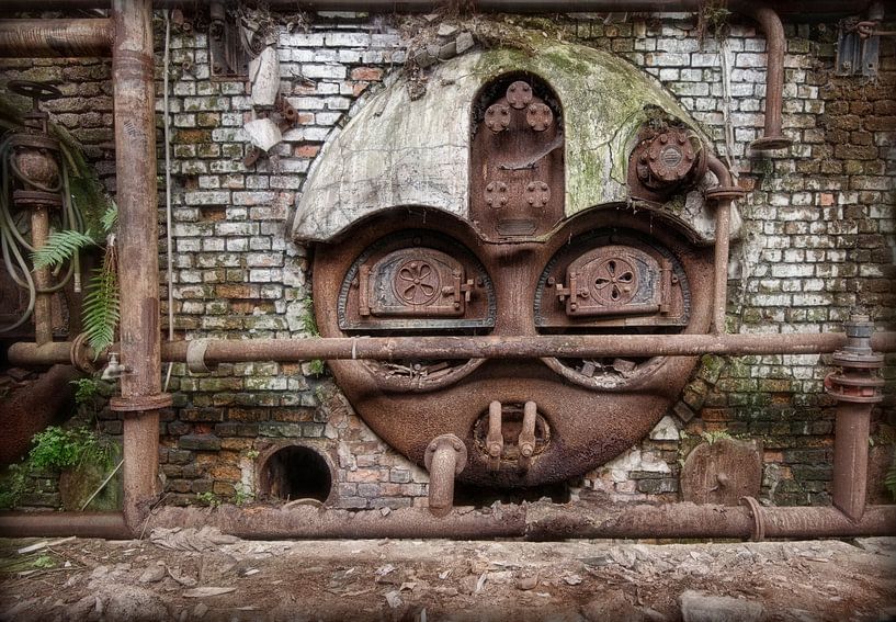 Metallgesicht in verlassener Fabrik von Marcel van Balken