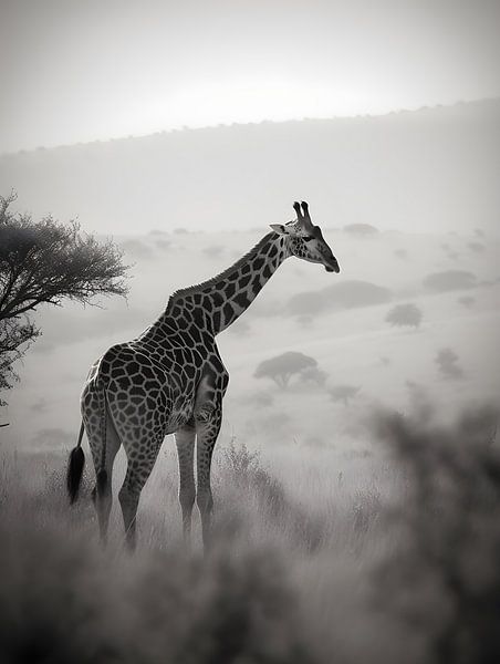 Girafe dans la savane V2 par drdigitaldesign