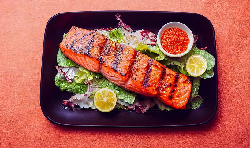 Verse zalm met groene bonen Illustratie 01 van Animaflora PicsStock