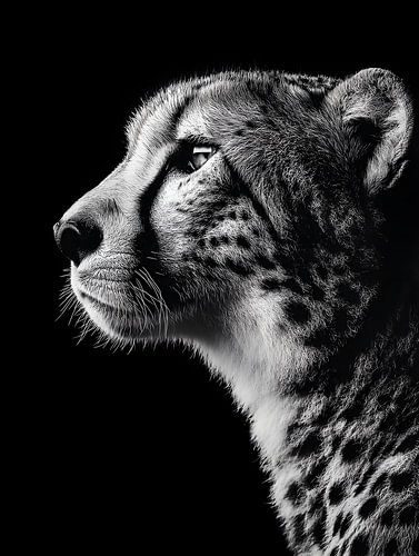 Cheetah - Elegant zijprofiel in zwart-wit