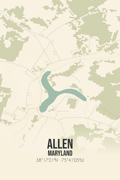 Vintage map of Allen (Maryland), USA. by Prints of Place