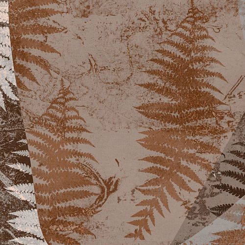 Rusty ferns. Wabi-sabi botanical abstract. Leaves in brown colors by Dina Dankers