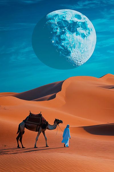 Dreamlike desert by moonlight by Poster Art Shop