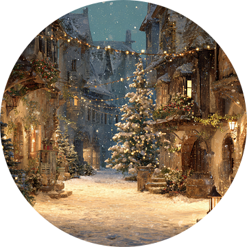 Kerststraat in Sneeuwval Warme Lichtjes en Winterpracht