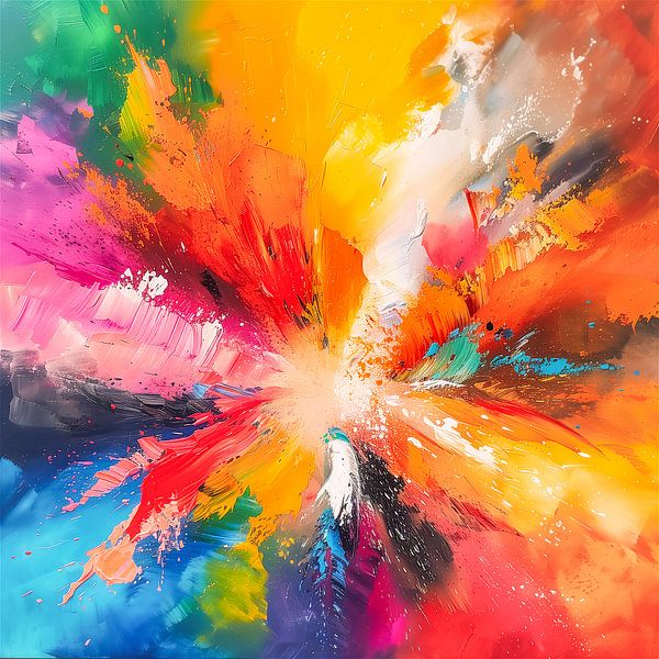 Explosion of Colour: An Abstract Painting in Dynamic Composition by Roger VDB