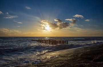 Zonneharp boven zee van MSP Canvas