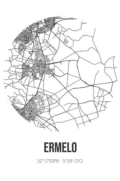 Ermelo (Gelderland) | Map | Black and White by Prints of Place