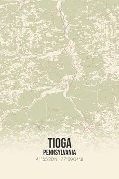 Vieille carte de Tioga (Pennsylvanie), USA. sur Rezona