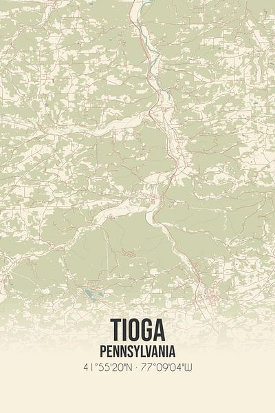 Vintage map of Tioga (Pennsylvania), USA. by Prints of Place