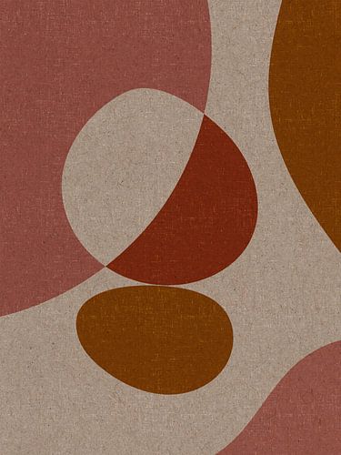 Moderne abstracte retro organische vormen kunst in aardetinten, roze, terra, geel