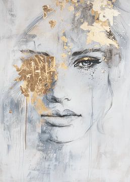 Portrait with gold accents by Carla Van Iersel