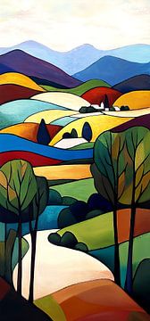 Cyprus Landschap | Colorful Silence van Abstract Schilderij