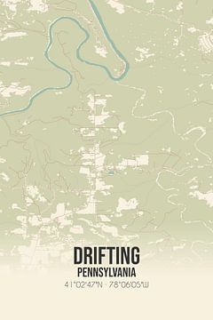 Vintage landkaart van Drifting (Pennsylvania), USA. van MijnStadsPoster