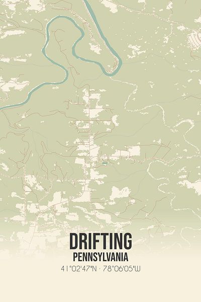 Vintage map of Drifting (Pennsylvania), USA. by Prints of Place