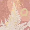 Botanisches Farnblatt im Vintage-Stil in Pastellrosa und Gold von Dina Dankers Miniaturansicht