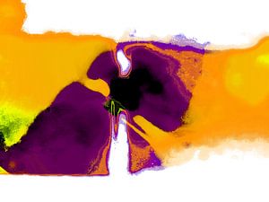 Abstracte kunst in paars en geel